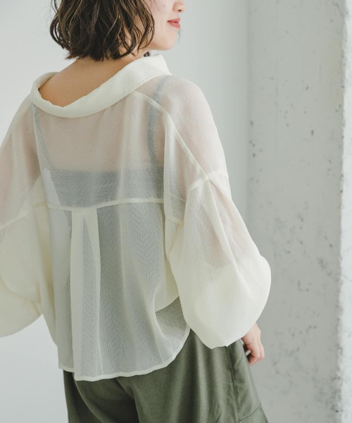 ITEMS URBANRESEARCH（アイテムズ アーバンリサーチ）の「ヨウリュウシアークロップドシャツ（シャツ/ブラウス・レディース・イエロー/ラベンダー/オフホワイト・FREE）」の6枚目の写真