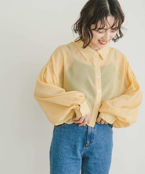 ITEMS URBANRESEARCH（アイテムズ アーバンリサーチ）の「ヨウリュウシアークロップドシャツ（シャツ/ブラウス・レディース・イエロー/ラベンダー/オフホワイト・FREE）」の9枚目の写真
