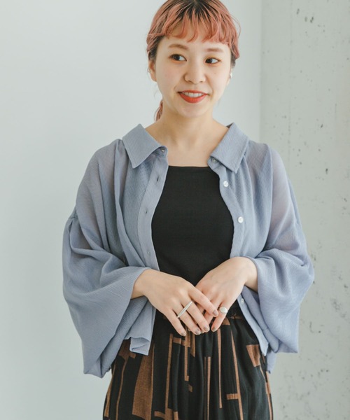 ITEMS URBANRESEARCH（アイテムズ アーバンリサーチ）の「ヨウリュウシアークロップドシャツ（シャツ/ブラウス・レディース・イエロー/ラベンダー/オフホワイト・FREE）」の15枚目の写真