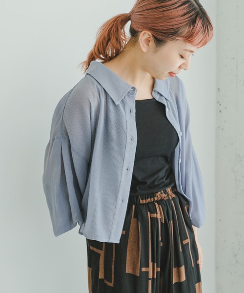 ITEMS URBANRESEARCH（アイテムズ アーバンリサーチ）の「ヨウリュウシアークロップドシャツ（シャツ/ブラウス・レディース・イエロー/ラベンダー/オフホワイト・FREE）」の16枚目の写真