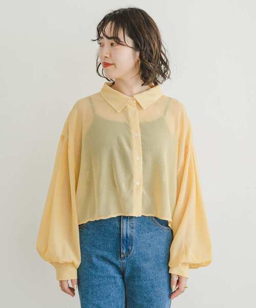 ITEMS URBANRESEARCH（アイテムズ アーバンリサーチ）の「ヨウリュウシアークロップドシャツ（シャツ/ブラウス・レディース・イエロー/ラベンダー/オフホワイト・FREE）」の21枚目の写真