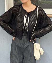 リボン付き2WAYメッシュニット