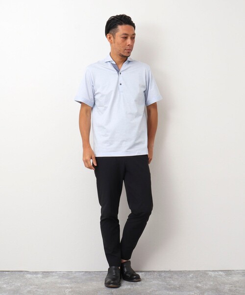 Stutostein Nolley's（シュテットシュタインノーリーズ）の「《ビジカジ対応》スキッパーカッタウェイポロシャツ（ポロシャツ・メンズ・ブルー/サックスブルー/ネイビー・M/L/XL）」の5枚目の写真