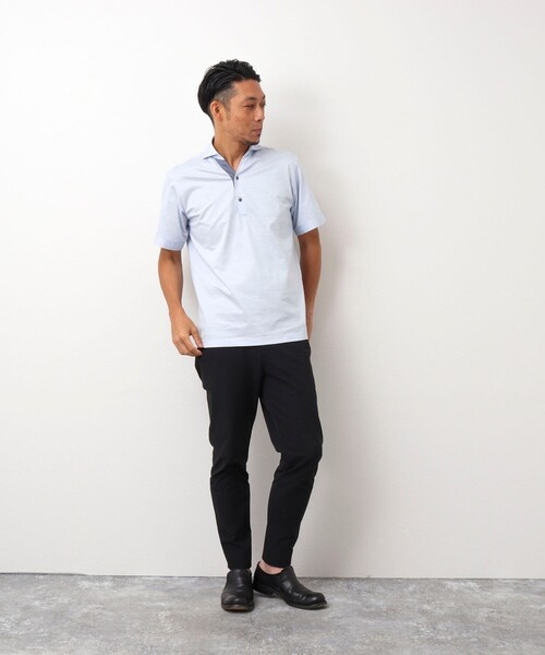 Stutostein Nolley's（シュテットシュタインノーリーズ）の「《ビジカジ対応》スキッパーカッタウェイポロシャツ（ポロシャツ・メンズ・ブルー/サックスブルー/ネイビー・M/L/XL）」の6枚目の写真