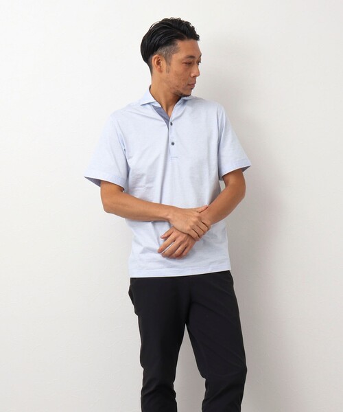 Stutostein Nolley's（シュテットシュタインノーリーズ）の「《ビジカジ対応》スキッパーカッタウェイポロシャツ（ポロシャツ・メンズ・ブルー/サックスブルー/ネイビー・M/L/XL）」の7枚目の写真