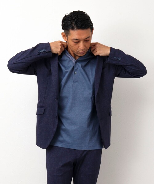 Stutostein Nolley's（シュテットシュタインノーリーズ）の「《ビジカジ対応》スキッパーカッタウェイポロシャツ（ポロシャツ・メンズ・ブルー/サックスブルー/ネイビー・M/L/XL）」の20枚目の写真