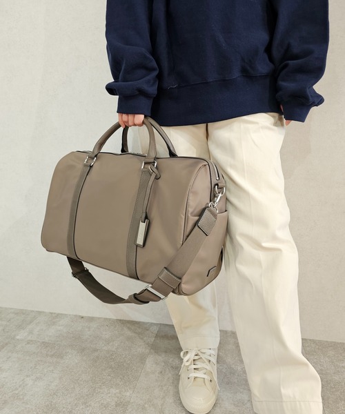 Ungrid（アングリッド）の「【Ungrid/アングリッド】牛革×ナイロン　ラージボストンバッグ（旅行用キャリーオン）（スーツケース/キャリーバッグ・レディース・ブラック/グレイッシュベージュ/カーキ・FREE）」の13枚目の写真