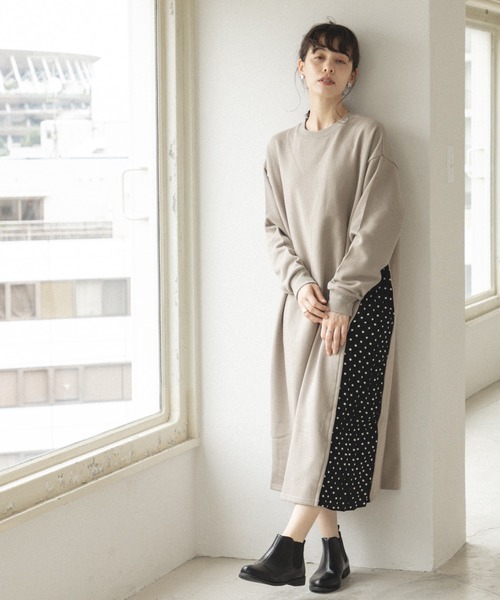 pairmanon(ペアマノン)の「【ママサイズ】サイドプリーツ ドッキング 長袖 ワンピース(ワンピース・レディース・ホワイト系その他/ホワイト系その他2/イエロー系その他/ブルー系その他2/ブラック系その他・FREE)」の11枚目の写真
