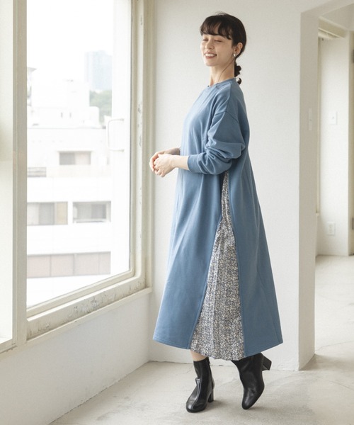 pairmanon(ペアマノン)の「【ママサイズ】サイドプリーツ ドッキング 長袖 ワンピース(ワンピース・レディース・ホワイト系その他/ホワイト系その他2/イエロー系その他/ブルー系その他2/ブラック系その他・FREE)」の10枚目の写真
