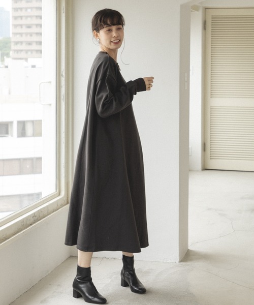 pairmanon(ペアマノン)の「【ママサイズ】サイドプリーツ ドッキング 長袖 ワンピース(ワンピース・レディース・ホワイト系その他/ホワイト系その他2/イエロー系その他/ブルー系その他2/ブラック系その他・FREE)」の14枚目の写真