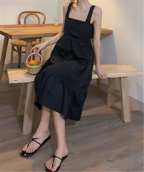 MAISON DE THERESE(メゾン ド テレーズ)の「ビーチ リゾート バックリボンオープン フレアキャミワンピース ジャンパースカート(ジャンパースカート・レディース・グリーン/ホワイト/ブラック・M)」の17枚目の写真