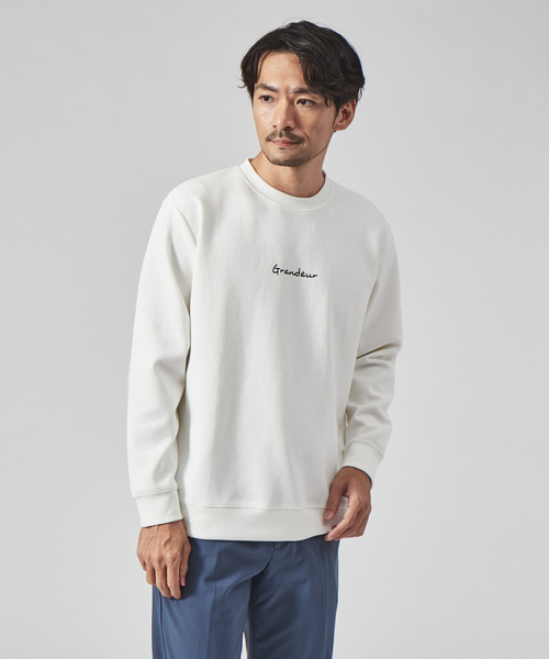 ABAHOUSE GRAY(アバハウスグレイ)の「【Grandeur】シルキーダンボール ロゴ 長袖 Tシャツ(Tシャツ/カットソー・メンズ・グレイッシュベージュ/ホワイト/グリーン/ネイビー/スモークピンク・46/48)」の3枚目の写真