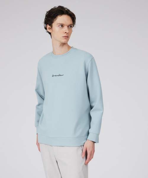 ABAHOUSE GRAY(アバハウスグレイ)の「【Grandeur】シルキーダンボール ロゴ 長袖 Tシャツ(Tシャツ/カットソー・メンズ・グレイッシュベージュ/ホワイト/グリーン/ネイビー/スモークピンク・46/48)」の2枚目の写真