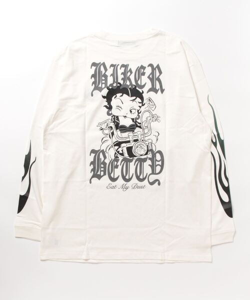 BETTY BOOP(ベティ・ブープ)の「【ベティーコレクション】バックプリント長袖Tシャツ(Tシャツ/カットソー・レディース・オフホワイト/ブラック/スミクロ・ONESIZE)」の6枚目の写真