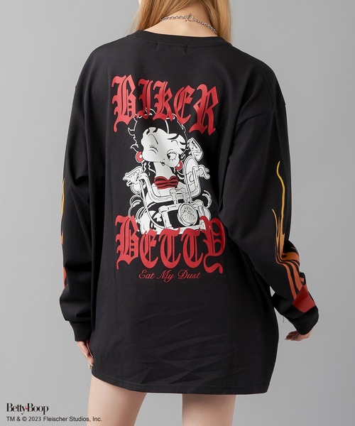 BETTY BOOP(ベティ・ブープ)の「【ベティーコレクション】バックプリント長袖Tシャツ(Tシャツ/カットソー・レディース・オフホワイト/ブラック/スミクロ・ONESIZE)」の3枚目の写真