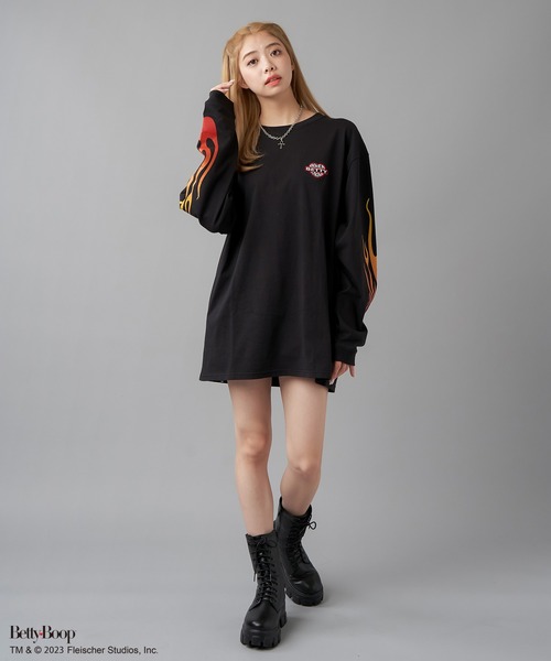 BETTY BOOP(ベティ・ブープ)の「【ベティーコレクション】バックプリント長袖Tシャツ(Tシャツ/カットソー・レディース・オフホワイト/ブラック/スミクロ・ONESIZE)」の22枚目の写真