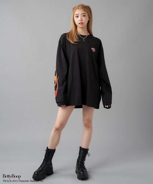 BETTY BOOP(ベティ・ブープ)の「【ベティーコレクション】バックプリント長袖Tシャツ(Tシャツ/カットソー・レディース・オフホワイト/ブラック/スミクロ・ONESIZE)」の21枚目の写真