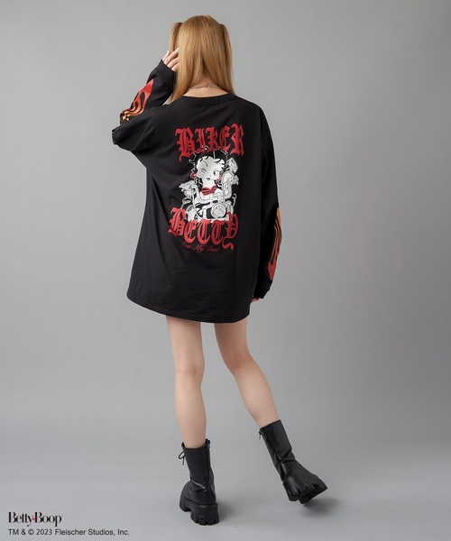BETTY BOOP(ベティ・ブープ)の「【ベティーコレクション】バックプリント長袖Tシャツ(Tシャツ/カットソー・レディース・オフホワイト/ブラック/スミクロ・ONESIZE)」の19枚目の写真