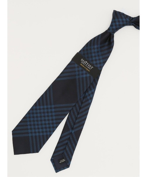 【シルク100％】スーティスト 日本製 シルクチェック柄 ネクタイ 8.0cm幅