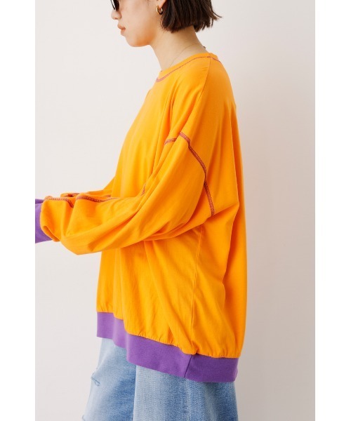 RODEO CROWNS WIDE BOWL（ロデオクラウンズワイドボウル）の「Color ステッチL/S Tシャツ（Tシャツ/カットソー・レディース・ホワイト/ターコイズブルー/オレンジ・FREE）」の5枚目の写真