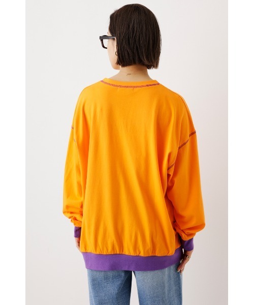 RODEO CROWNS WIDE BOWL（ロデオクラウンズワイドボウル）の「Color ステッチL/S Tシャツ（Tシャツ/カットソー・レディース・ホワイト/ターコイズブルー/オレンジ・FREE）」の7枚目の写真