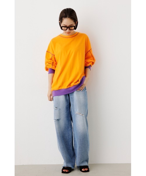 RODEO CROWNS WIDE BOWL（ロデオクラウンズワイドボウル）の「Color ステッチL/S Tシャツ（Tシャツ/カットソー・レディース・ホワイト/ターコイズブルー/オレンジ・FREE）」の8枚目の写真