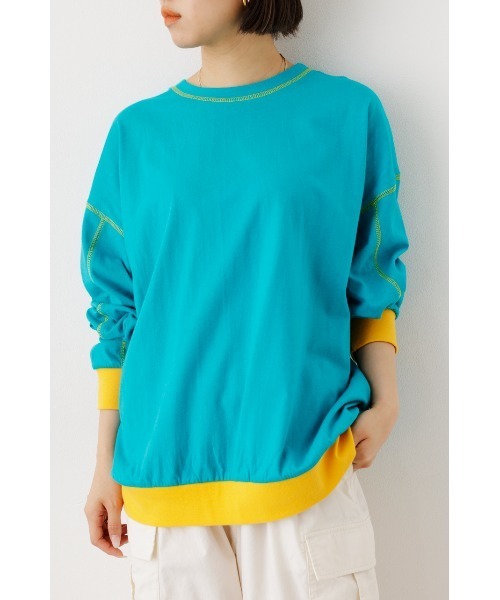 RODEO CROWNS WIDE BOWL（ロデオクラウンズワイドボウル）の「Color ステッチL/S Tシャツ（Tシャツ/カットソー・レディース・ホワイト/ターコイズブルー/オレンジ・FREE）」の10枚目の写真