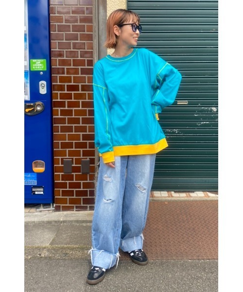 RODEO CROWNS WIDE BOWL（ロデオクラウンズワイドボウル）の「Color ステッチL/S Tシャツ（Tシャツ/カットソー・レディース・ホワイト/ターコイズブルー/オレンジ・FREE）」の15枚目の写真