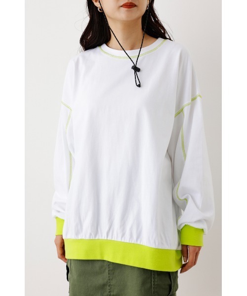 RODEO CROWNS WIDE BOWL（ロデオクラウンズワイドボウル）の「Color ステッチL/S Tシャツ（Tシャツ/カットソー・レディース・ホワイト/ターコイズブルー/オレンジ・FREE）」の16枚目の写真