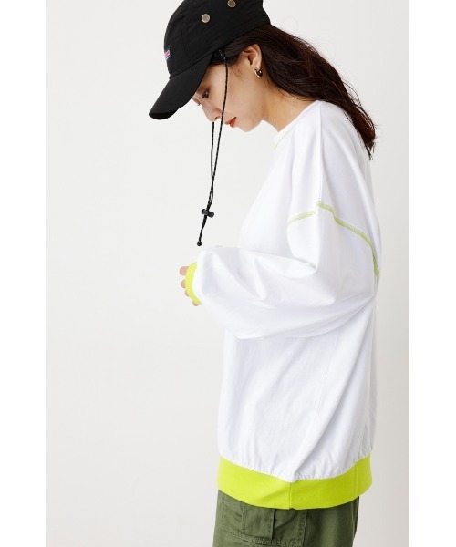 RODEO CROWNS WIDE BOWL（ロデオクラウンズワイドボウル）の「Color ステッチL/S Tシャツ（Tシャツ/カットソー・レディース・ホワイト/ターコイズブルー/オレンジ・FREE）」の17枚目の写真