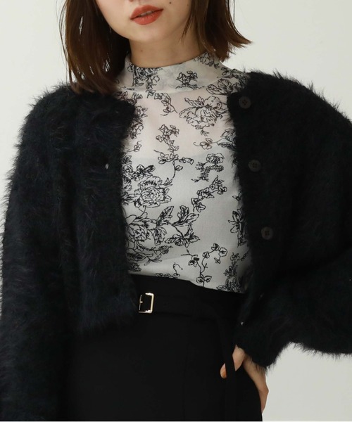 archives（アルシーヴ）の「花柄プリントチュールＴＯＰＳ（Tシャツ/カットソー・レディース・ブラック/オフホワイト・MEDIUM）」の2枚目の写真