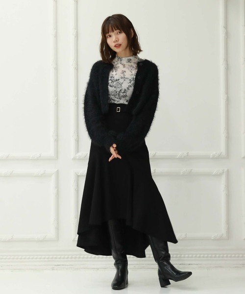 archives（アルシーヴ）の「花柄プリントチュールＴＯＰＳ（Tシャツ/カットソー・レディース・ブラック/オフホワイト・MEDIUM）」の3枚目の写真