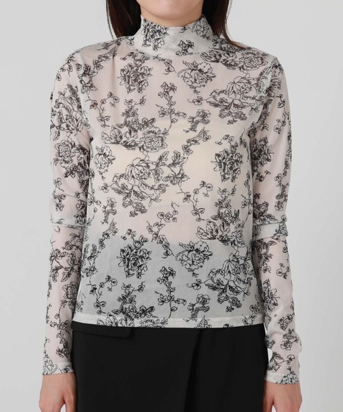 archives（アルシーヴ）の「花柄プリントチュールＴＯＰＳ（Tシャツ/カットソー・レディース・ブラック/オフホワイト・MEDIUM）」の11枚目の写真