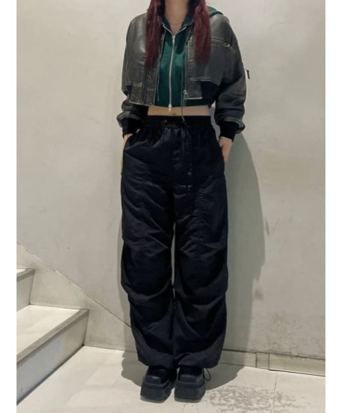 SLY NYLON GATHER パンツ SLY（スライ）の「NYLON GATHER PT ナイロン ギャザー パンツ