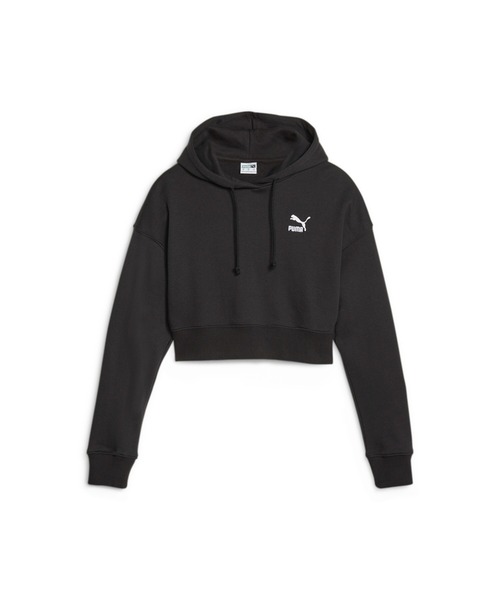 PUMA（プーマ）の「PUMA プーマ ウィメンズ CLASSICS クロップド フーディー TR（スウェット・レディース・ブラック/ライトグレー・LARGE/MEDIUM/X-SMALL/SMALL）」の3枚目の写真