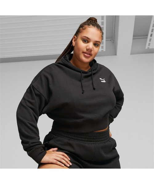 PUMA（プーマ）の「PUMA プーマ ウィメンズ CLASSICS クロップド フーディー TR（スウェット・レディース・ブラック/ライトグレー・LARGE/MEDIUM/X-SMALL/SMALL）」の7枚目の写真