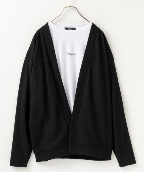 Mossimo（モッシモ）の「MOSSIMO（モッシモ）針抜きカーデ　ロンTセット アンサンブル（Tシャツ/カットソー・メンズ・グレー系その他/ブラック・M/XL/L）」の2枚目の写真