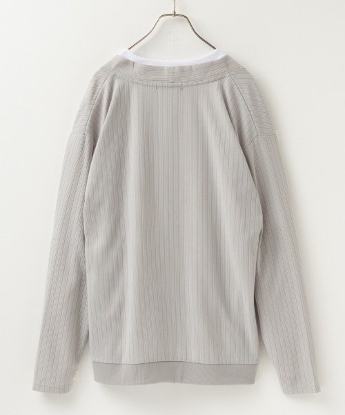 Mossimo（モッシモ）の「MOSSIMO（モッシモ）針抜きカーデ　ロンTセット アンサンブル（Tシャツ/カットソー・メンズ・グレー系その他/ブラック・M/XL/L）」の3枚目の写真