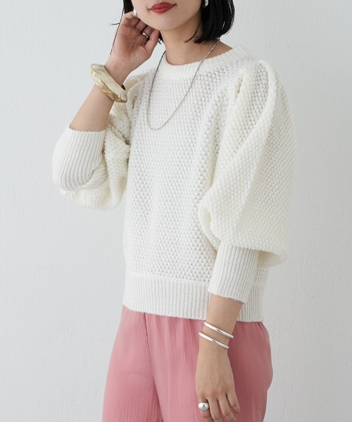 SHENERY（シーナリー）の「ポップコーンニットプルオーバー（ニット/セーター・レディース・ブラック/ピンク/オフホワイト・FREE）」の6枚目の写真