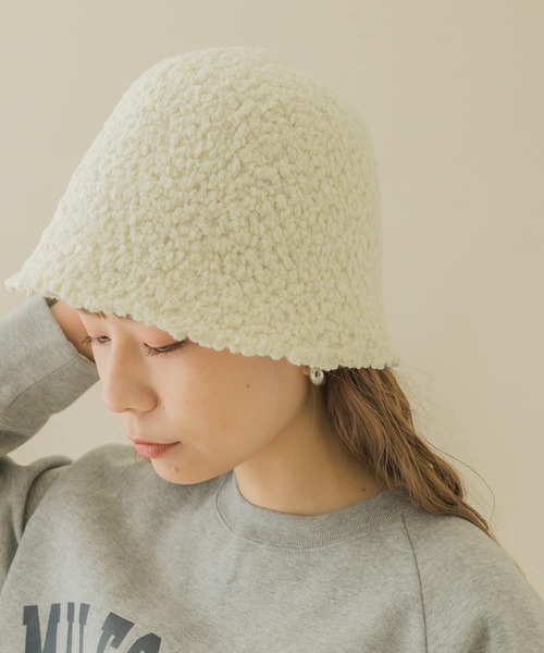 SMELLY(スメリー)の「モコモコクローシュハット(ハット・レディース・キャメル/アイボリー/ブラック・-)」の11枚目の写真