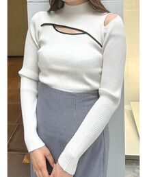 MERCURYDUO | 2WAYアシメスリットカットアウトタートルニット(ニット/セーター)