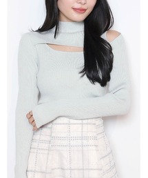 MERCURYDUO | 2WAYアシメスリットカットアウトタートルニット(ニット/セーター)