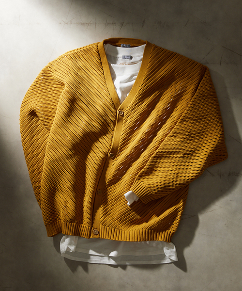 JOURNAL STANDARD relume（ジャーナルスタンダード　レリューム）の「【カーディガン+カットソーの2点SET】リサイクルポリエステル カーディガン”BIAS”（ニット/セーター・メンズ・グレー/カーキ/マスタード/ブラック系その他/ベージュ系その他・SMALL/MEDIUM/LARGE）」の5枚目の写真