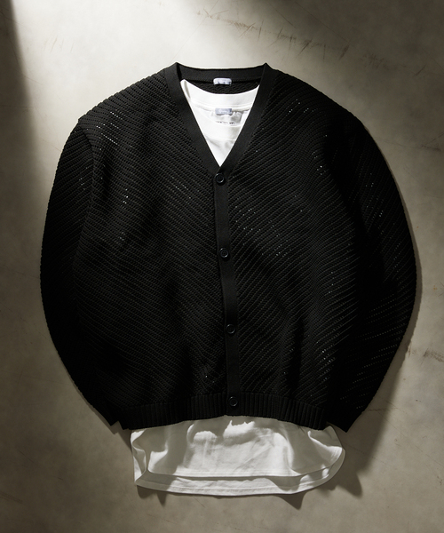 JOURNAL STANDARD relume（ジャーナルスタンダード　レリューム）の「【カーディガン+カットソーの2点SET】リサイクルポリエステル カーディガン”BIAS”（ニット/セーター・メンズ・グレー/カーキ/マスタード/ブラック系その他/ベージュ系その他・SMALL/MEDIUM/LARGE）」の8枚目の写真