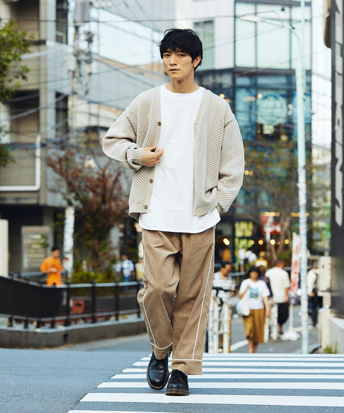 JOURNAL STANDARD relume（ジャーナルスタンダード　レリューム）の「【カーディガン+カットソーの2点SET】リサイクルポリエステル カーディガン”BIAS”（ニット/セーター・メンズ・グレー/カーキ/マスタード/ブラック系その他/ベージュ系その他・SMALL/MEDIUM/LARGE）」の10枚目の写真