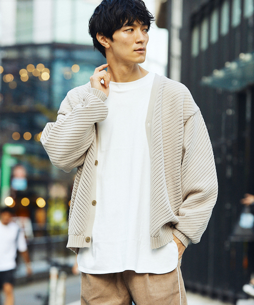 JOURNAL STANDARD relume（ジャーナルスタンダード　レリューム）の「【カーディガン+カットソーの2点SET】リサイクルポリエステル カーディガン”BIAS”（ニット/セーター・メンズ・グレー/カーキ/マスタード/ブラック系その他/ベージュ系その他・SMALL/MEDIUM/LARGE）」の13枚目の写真