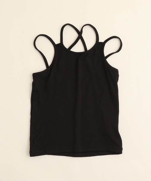 URBAN CHERRY（アーバンチェリー）の「【展開サイズUP】バッククロスダブルストラップキャミソール（キャミソール・キッズ・グリーン/ホワイト/ブラック・130cm/110cm/140cm/120cm/150cm）」の3枚目の写真