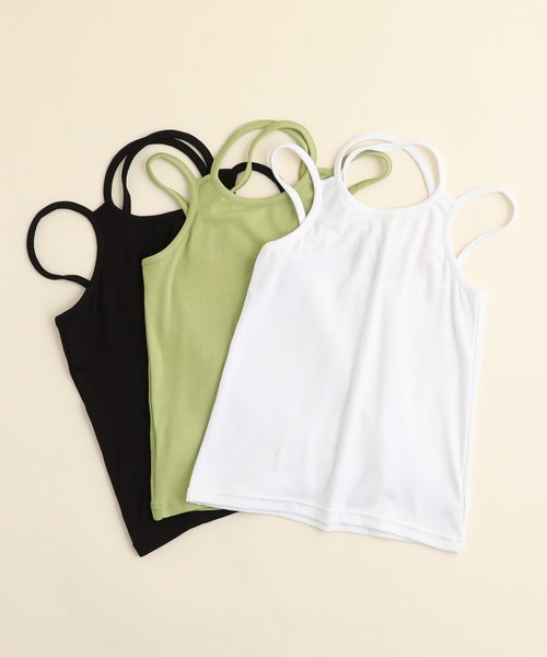 URBAN CHERRY（アーバンチェリー）の「【展開サイズUP】バッククロスダブルストラップキャミソール（キャミソール・キッズ・グリーン/ホワイト/ブラック・130cm/110cm/140cm/120cm/150cm）」の12枚目の写真