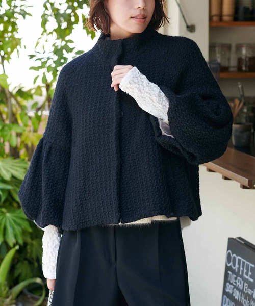 Jines（ジネス）の「ロービングツイード バルーンスリーブショートジャケット（その他アウター・レディース・ホワイト/ブラック・38）」の2枚目の写真