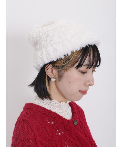 Samansa Mos2（サマンサ モスモス）の「モールニットワッチ（ハット・レディース・オフホワイト/ベージュ・F）」の2枚目の写真